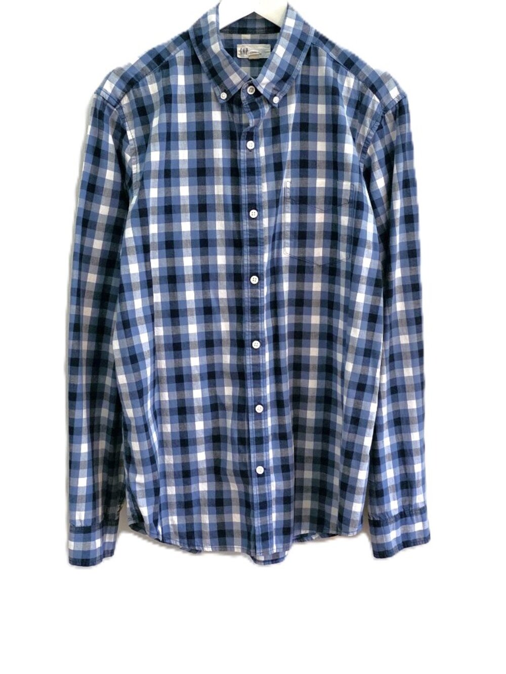 Gap blue & white cotton plaid shirt